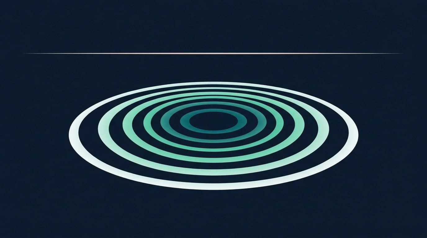 Concentric ripples expanding and contracting on deep navy water