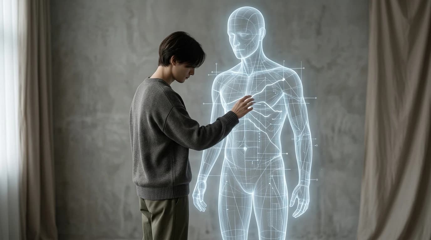 Conceptual illustration of transforming the internal self-image that shapes how we see ourselves and act in the world.