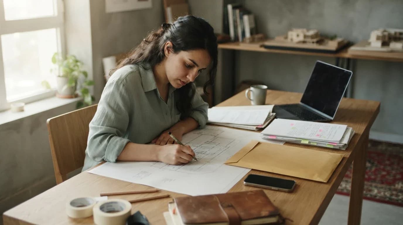شخص يركز على مهمة واحدة اختارها بينما تبقى المطالب الأخرى في الخلفية