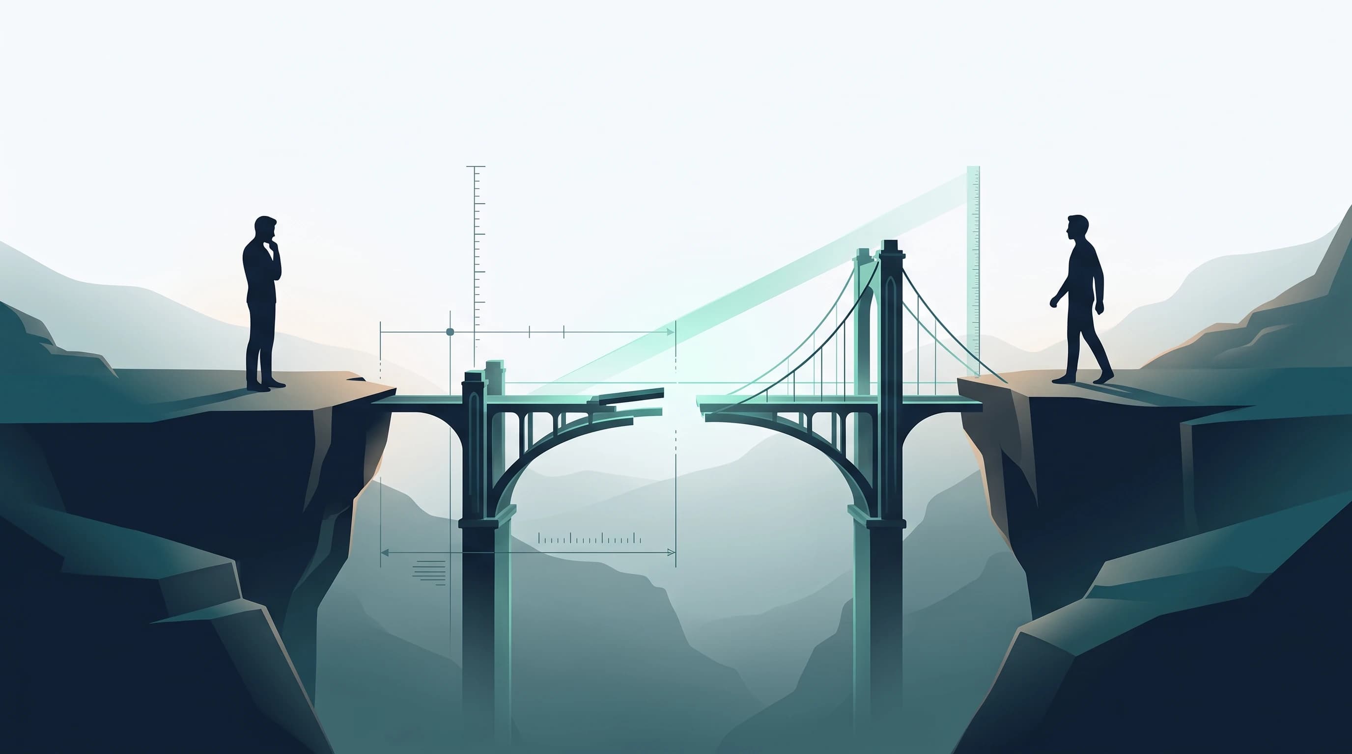 Conceptual illustration showing the gap between the current self and desired future self.
