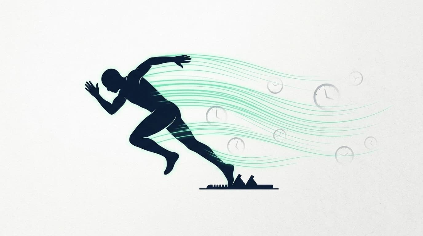 Person moving immediately from decision into action